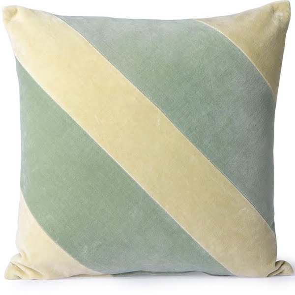 Striped velvet cushion, €29, Woo .Design