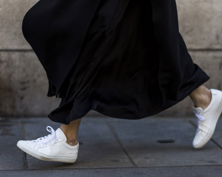 The Solution To Transitional Dressing? White Trainers