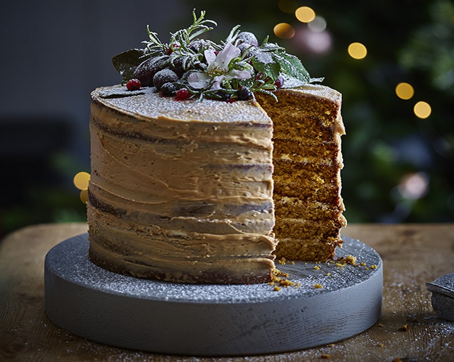 The whole family will love this towering Christmas cake with salted caramel icing