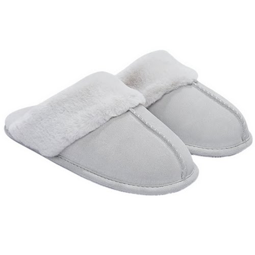 The White Company Pale Grey Suede Slippers, €59