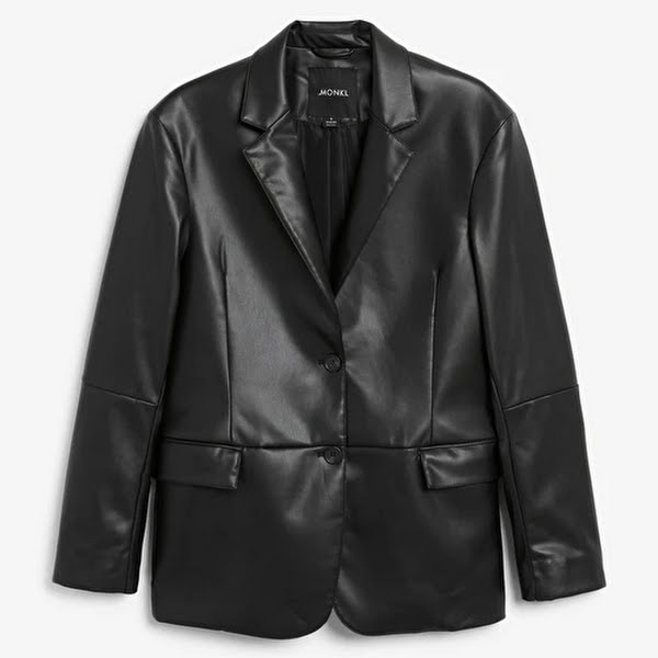 Black Faux Leather Blazer, €60, Monki