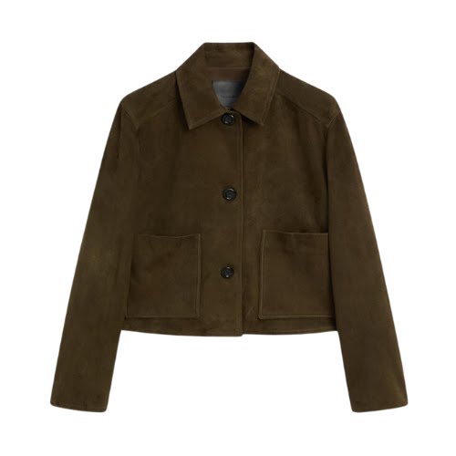 Suede Jacket with Buttons, €299, Massimo Dutti