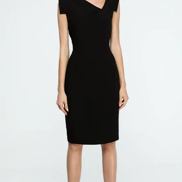 Black Pencil Dress With Asymmetric Neckline, €60, Silk Fred