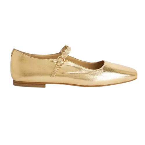Harrietta Mary Jane Leather Pumps in Gold, £59