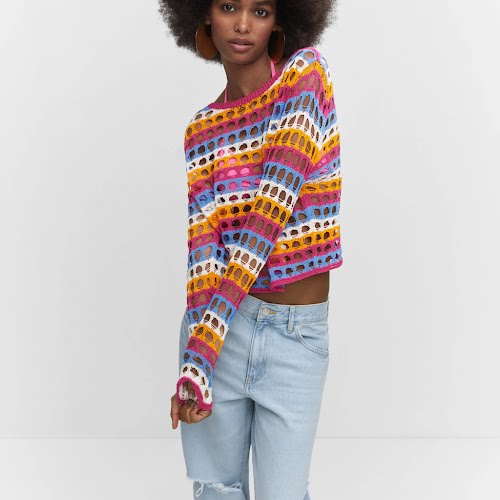 Multicoloured Crochet Jumper, €45.99, Mango