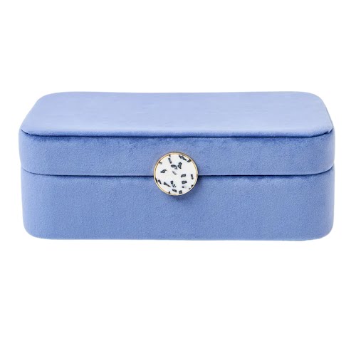 Oliver Bonas Blue Velvet Curved Jewellery Box, €39