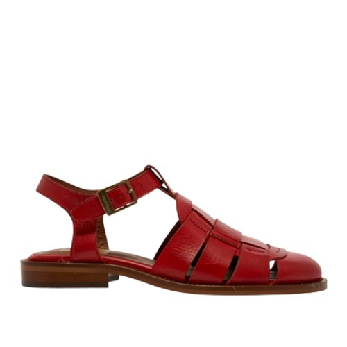 Emelot Red Leather Flat Sandals, €149, Carl Scarpa