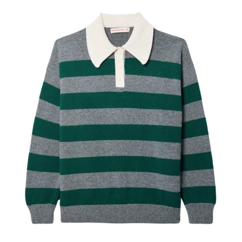 &Daughter + Net Sustain Edith Striped Wool Polo Sweater, €450, Net-a-porter