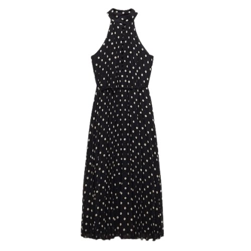 Polka-Dot Pleated Dress, €69.99, Mango