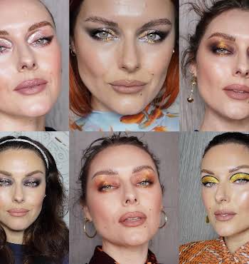 A selection of Instagram pictures of Katie Jane Hughes wearing glitter eyeshadow