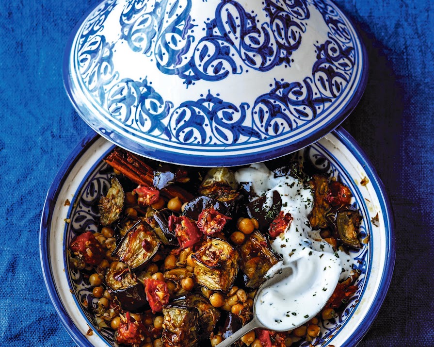 Turkish delight: roasted aubergine, tomato & chickpea tagine