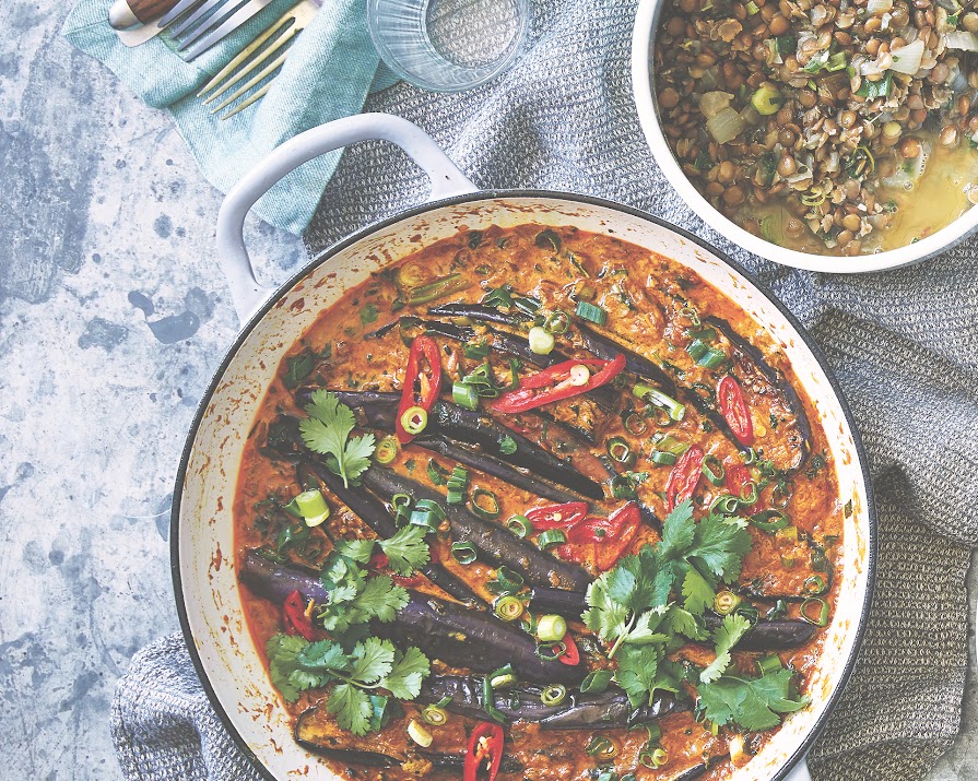 Tonight’s dinner: Aubergine Curry with Simple Mauritian Lentils