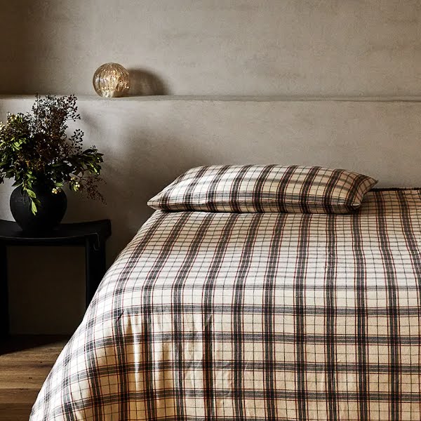 Check flannel duvet cover, from €59.99