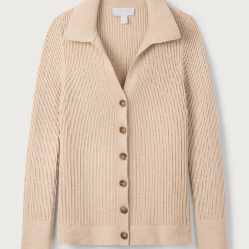 Collared Button-Through Cardigan With Cotton, €103