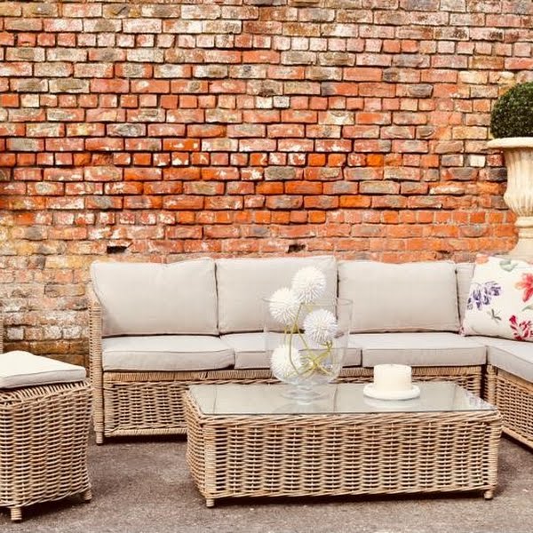 Rattan and Aluminium L Shaped couch , Coffee Table, Chair and Footstool, €3,960