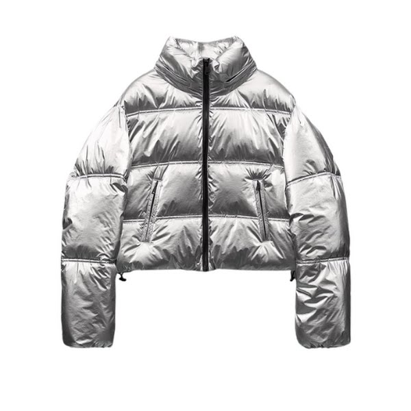Wind Protection Metallic Cropped Puffer Anorak, €55.95