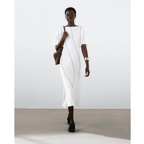 Massimo Dutti Flowing Linen Blend Dress With Contrasting Details, €129