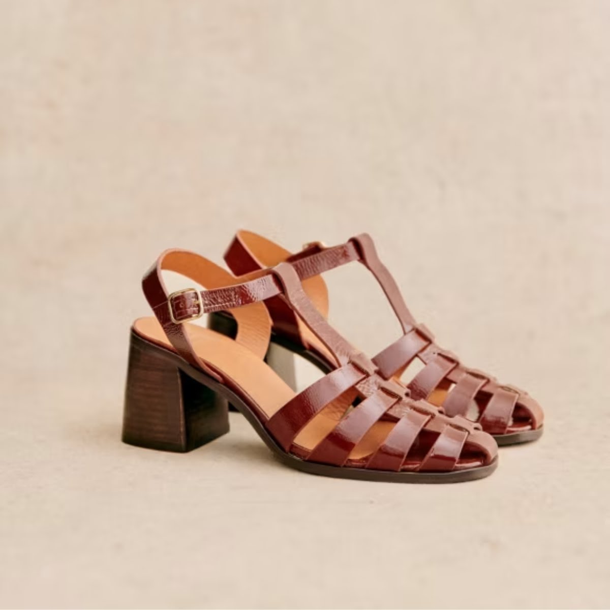 Florie Sandals in Polished Camel, €175, Sézane