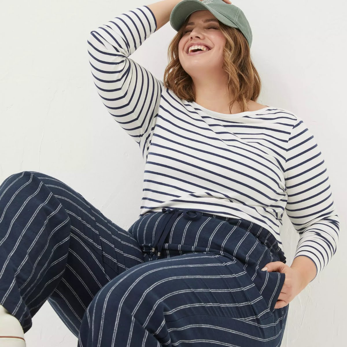 Iva Stripe Linen Blend Trousers, €91, Fat Face