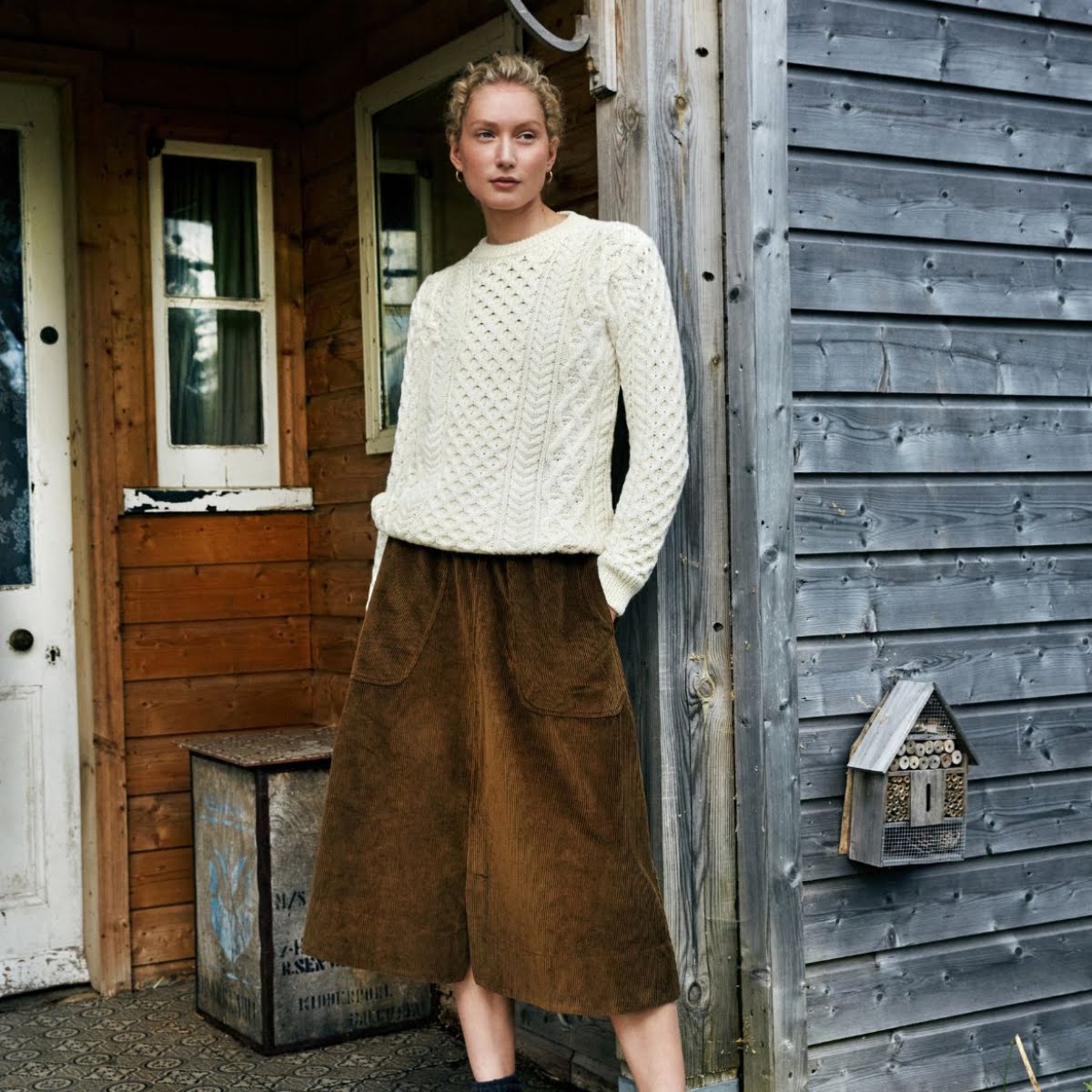 Blasket Honeycomb Stitch Womens Aran Sweater, €119.95, IrelandsEye Knitwear