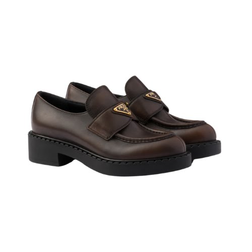 Chocolate Leather Loafers, €940, Prada