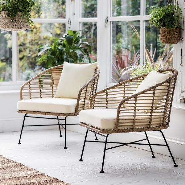 Pair of all weather bamboo armchairs, €720