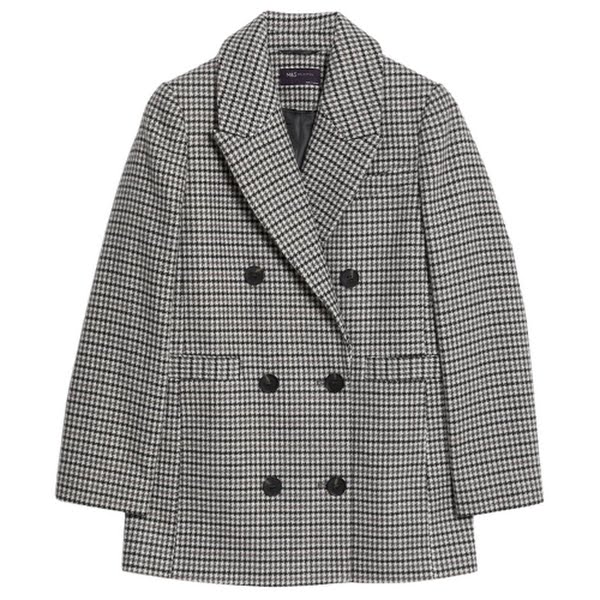 Checked Double Breasted Short Coat, €110