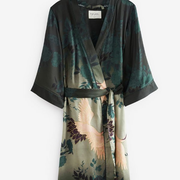 Teal Green Premium Crane Print Dressing Gown, €62.50, Next