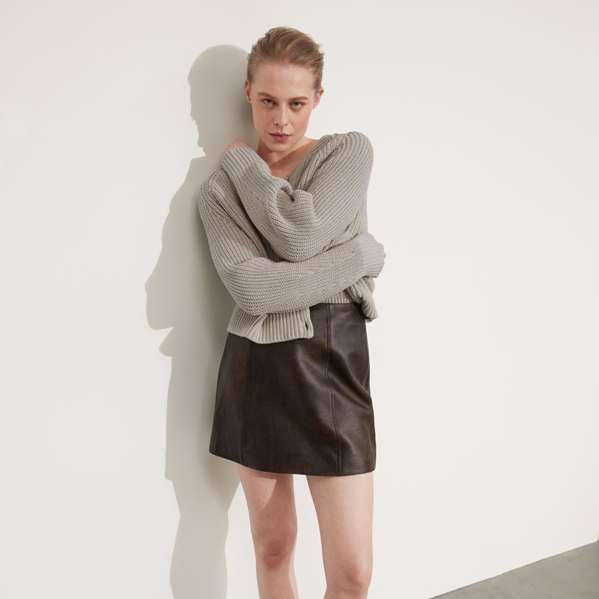 High-Waist Leather Mini Skirt, €199, &Other Stories