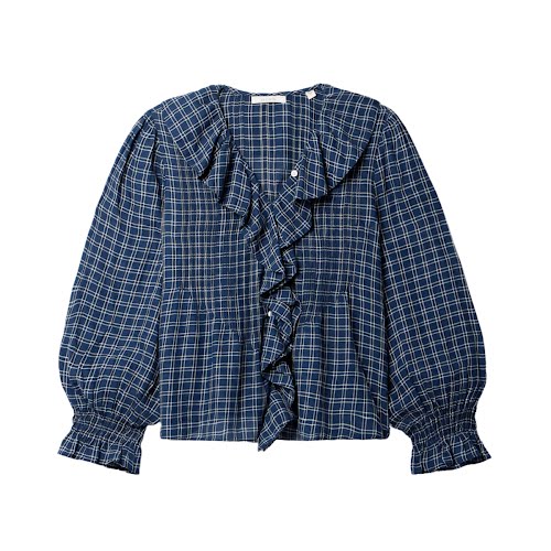 Dôen Hardy Ruffled Pintucked Checked Organic Cotton-Voile Blouse, €311.48, Net-a-porter