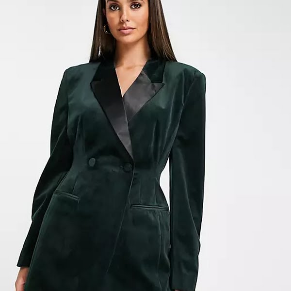 Velvet Moulded Hip Suit Blazer, €63.75, ASOS