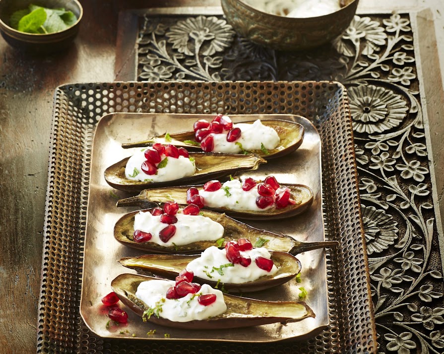Supper Club: Baked aubergine boats with mint yoghurt