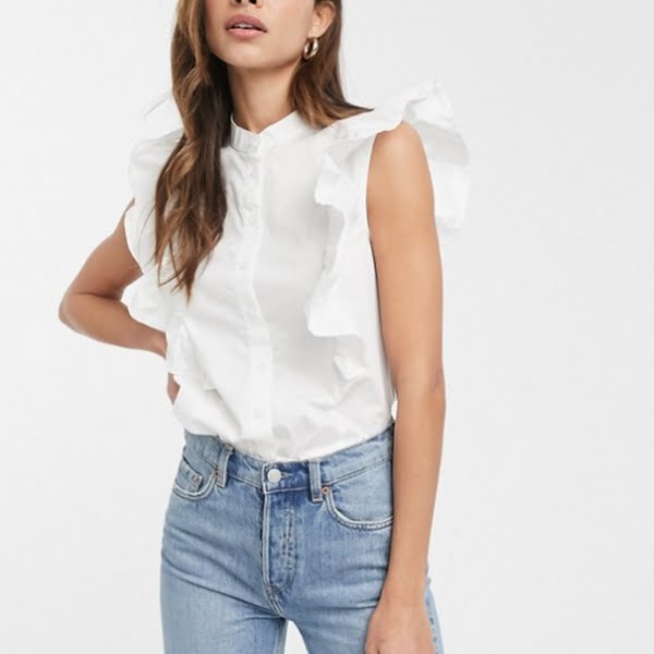 Sleeveless shirt with frill detail in cotton, ASOS (€19)