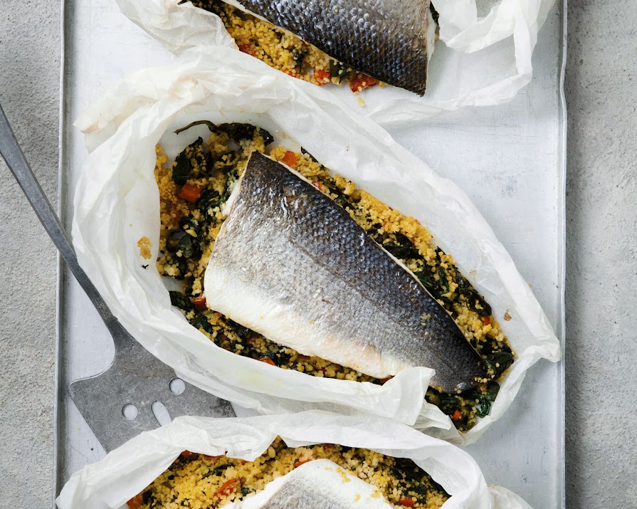What’s for dinner? Sea Bass en Papillote with Thai Couscous