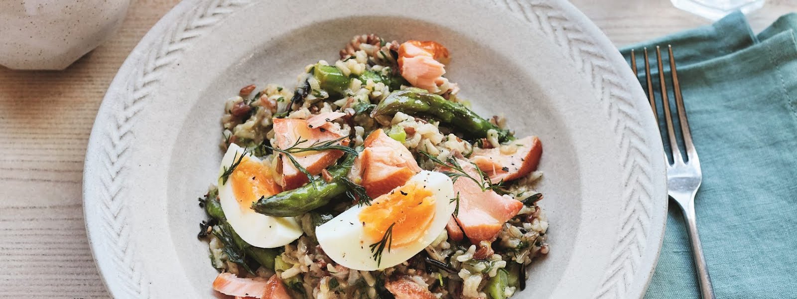 Supper Club: Hot-smoked salmon rice and asparagus salad