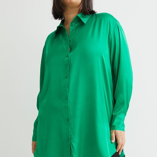 Satin Shirt Bright Green, €19.99, H&M+