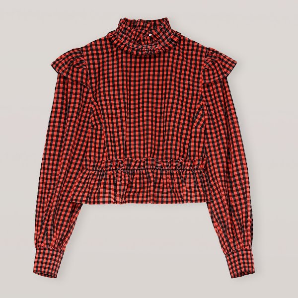 Seersucker cropped blouse, €175, Ganni