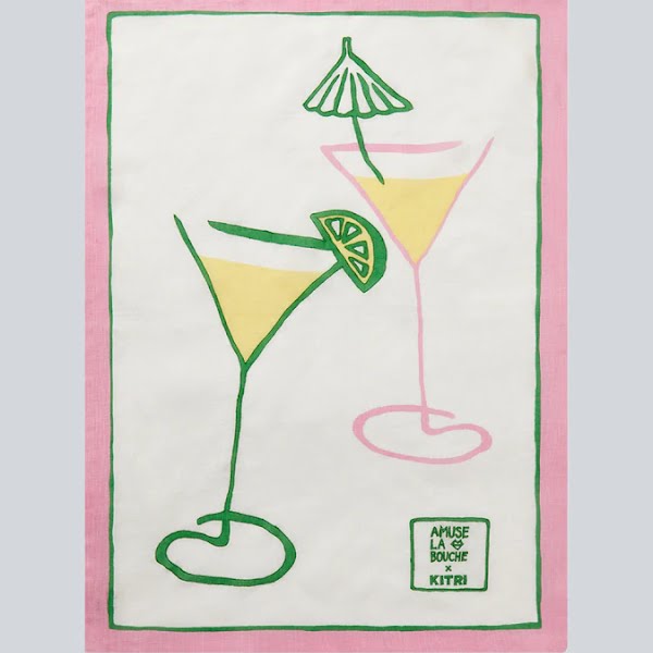 ALB x KITRI Cocktail Embroidered Tea Towel, approximately €23, Kitri Studio