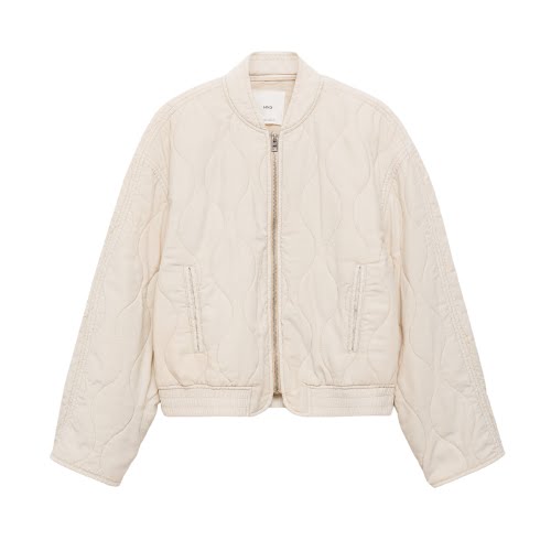 Quilted Bomber Jacket in Ecru, €69.99, Mango