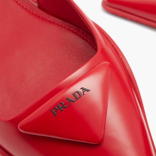 Prada Triangle-Logo Leather Slingback Flats, €670, Matches Fashion